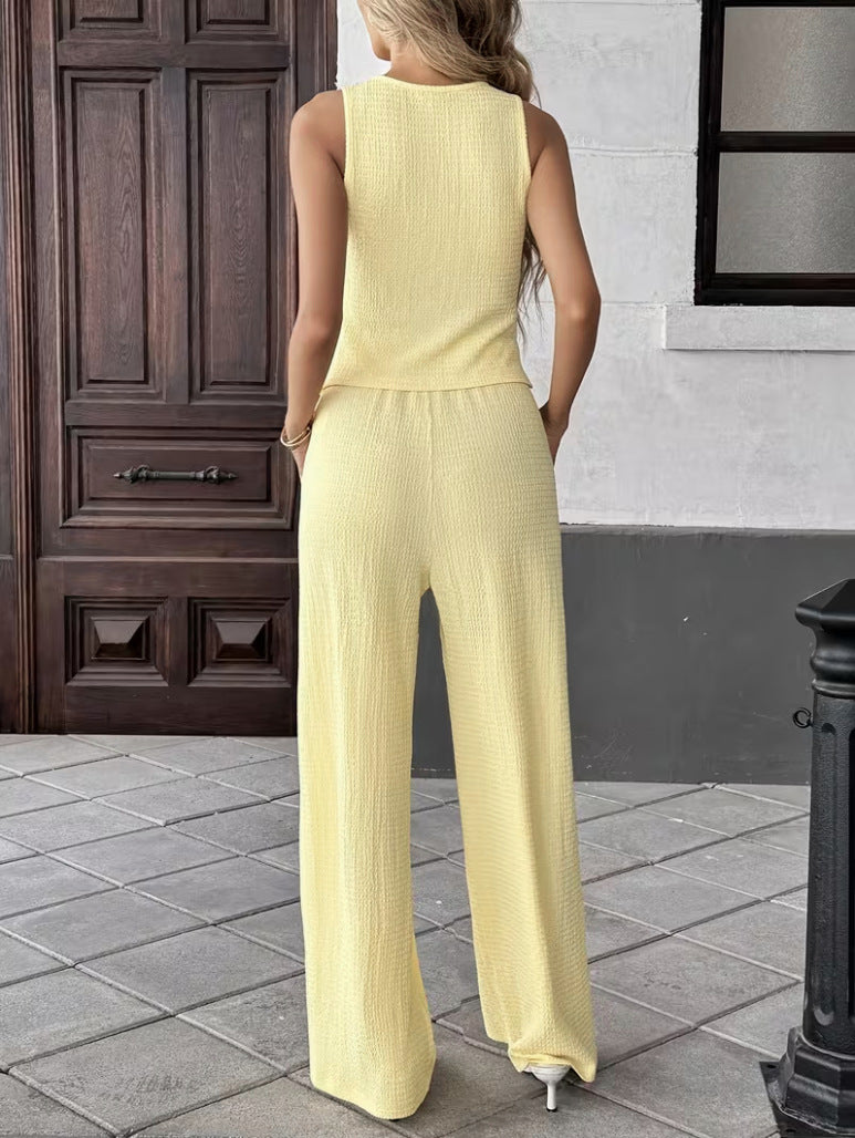 Women's Sleeveless Top & Wide Leg Pants Set