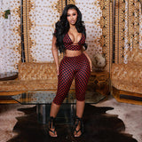 Women's Polka Dot Crop Top & Capri Pants Set