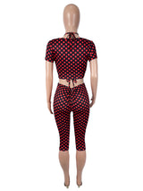 Women's Polka Dot Crop Top & Capri Pants Set