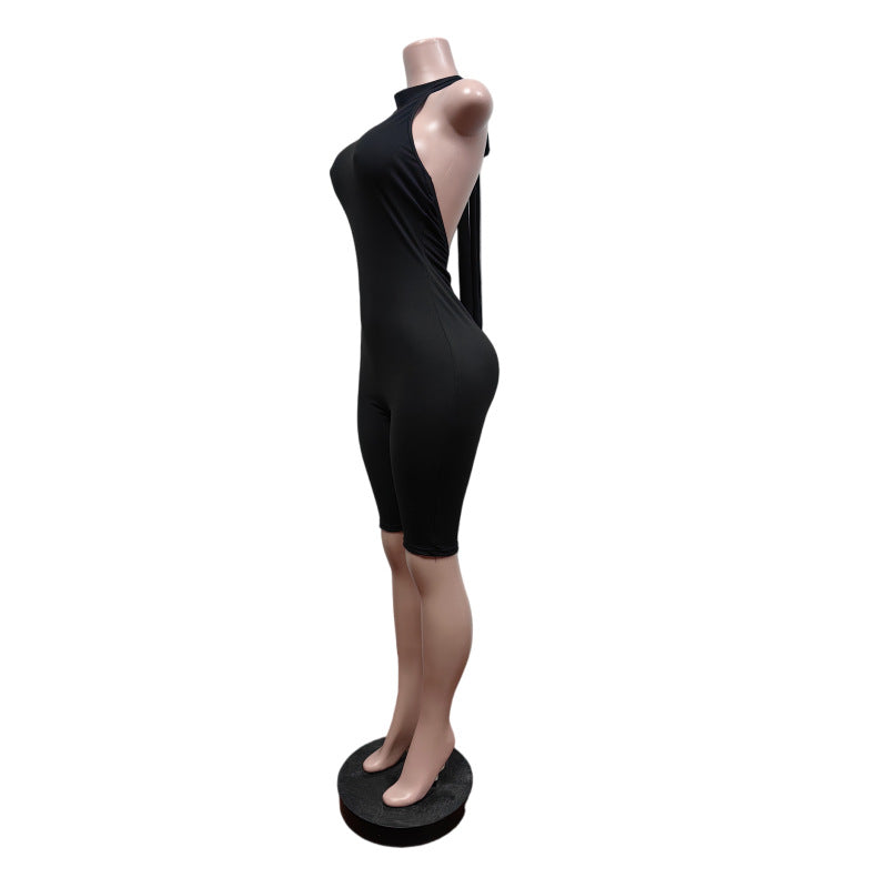 Women's Mock Neck Biker Romper