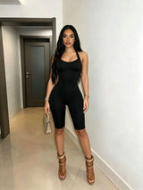 Women's Halter Neck Biker Romper