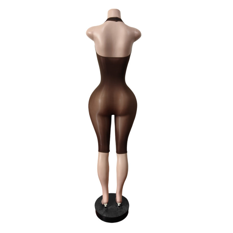 Women's Halter Neck Biker Romper