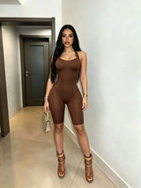 Women's Halter Neck Biker Romper