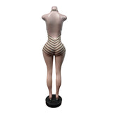 Women's Striped Halter Knit Romper