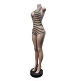 Women's Striped Halter Knit Romper