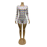 Women's Polka Dot Long Sleeve Romper