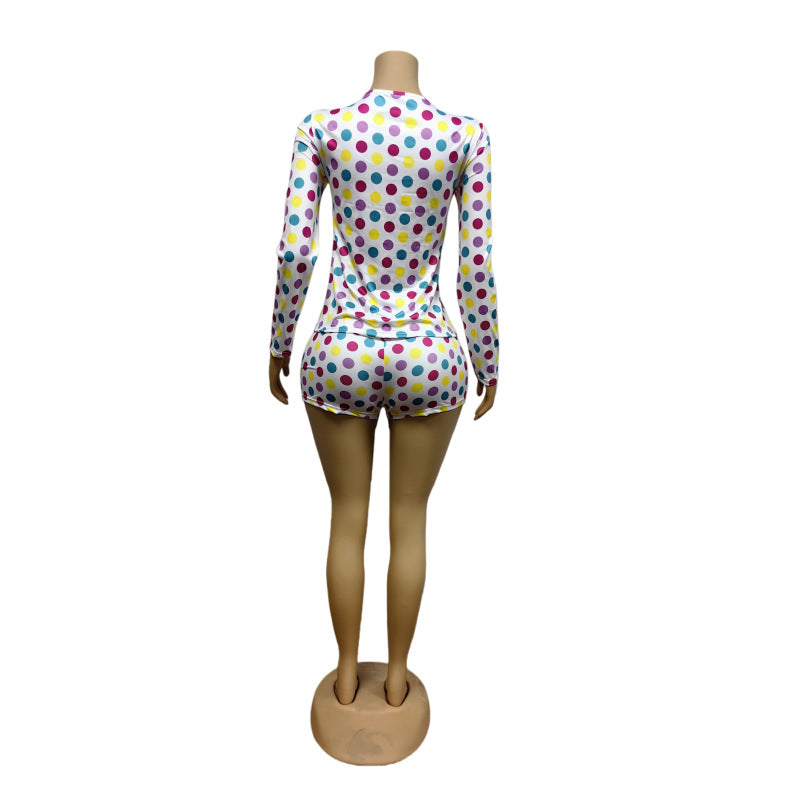 Women's Polka Dot Long Sleeve Romper
