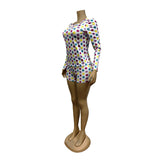 Women's Polka Dot Long Sleeve Romper
