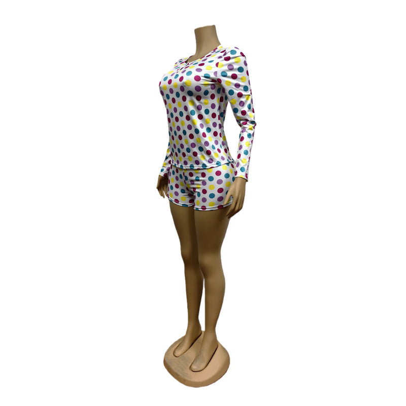 Women's Polka Dot Long Sleeve Romper