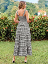 Women's Smocked Gingham Maxi Dress