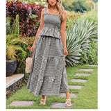 Women's Smocked Gingham Maxi Dress