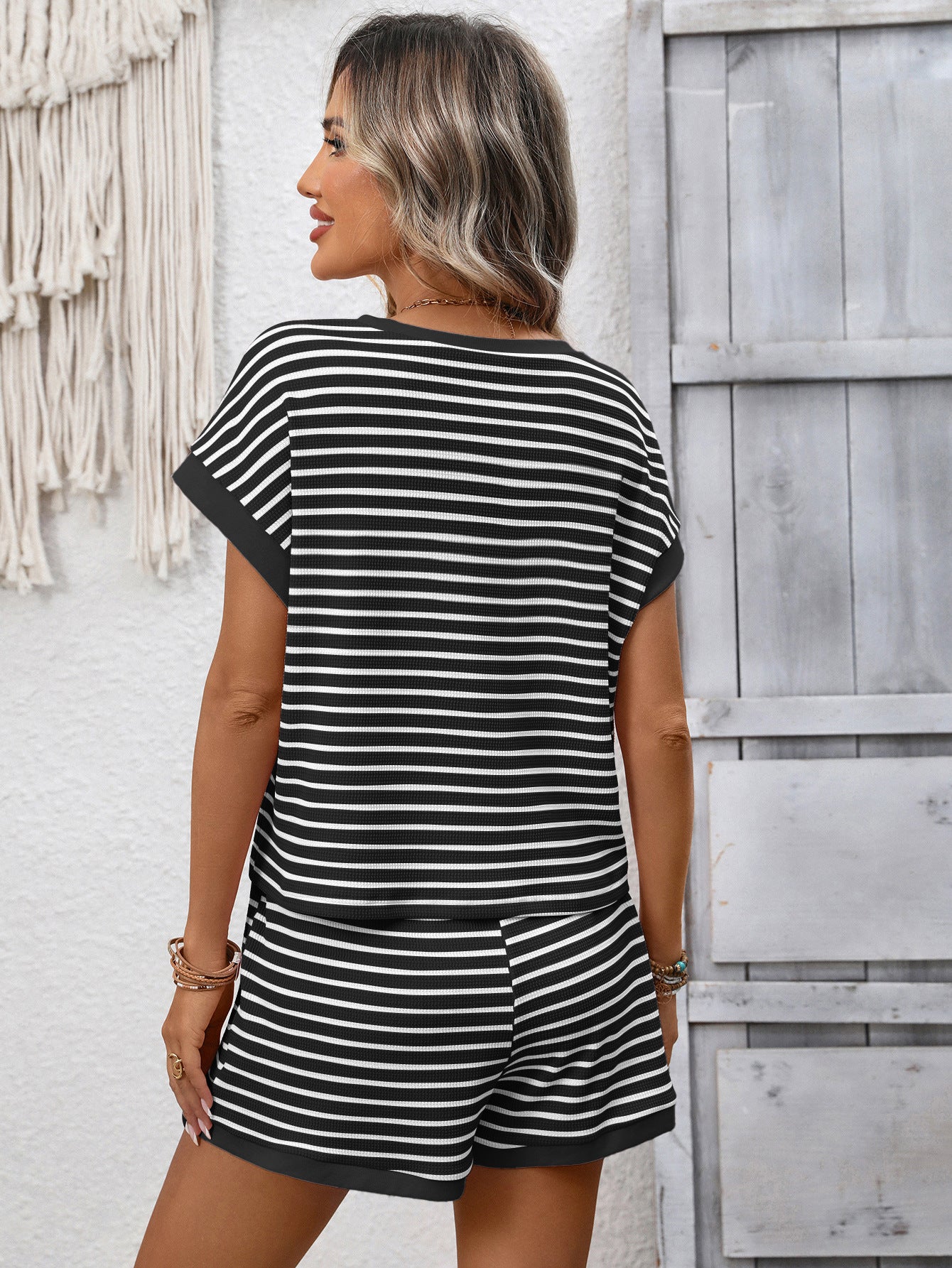 Women's Striped Lounge Shorts Set