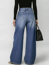 Women's High Waist Cutout Wide Leg Jeans