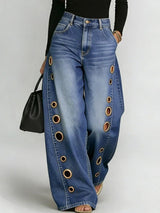 Women's High Waist Cutout Wide Leg Jeans