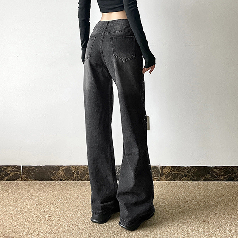 Women's Rhinestone Wide Leg Jeans