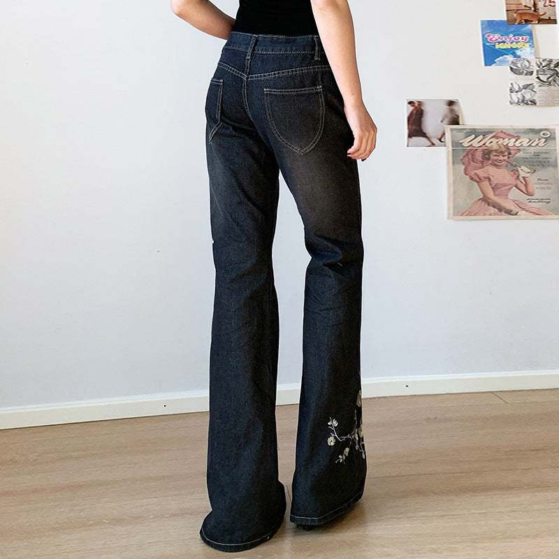 Women's Floral Embroidered Flare Jeans