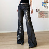 Women's Floral Embroidered Flare Jeans