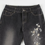Women's Floral Embroidered Flare Jeans