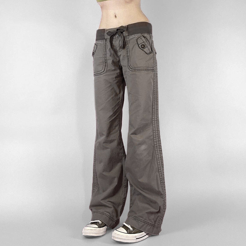 Women's Low Rise Wide Leg Cargo Pants