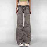 Women's Low Rise Wide Leg Cargo Pants