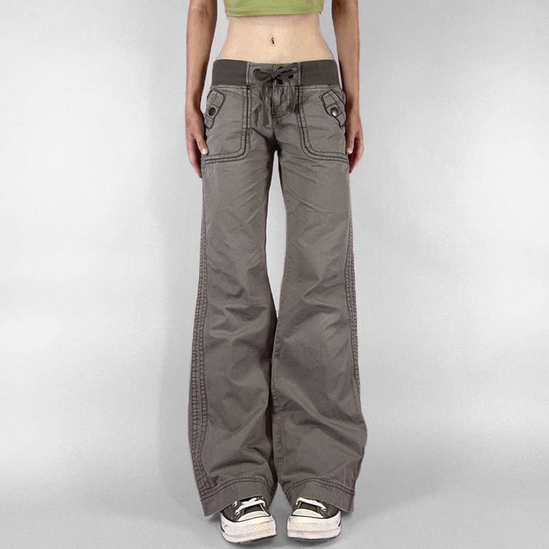 Women's Low Rise Wide Leg Cargo Pants