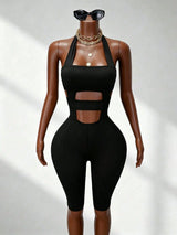 Women's Halter Cutout Bodycon Romper