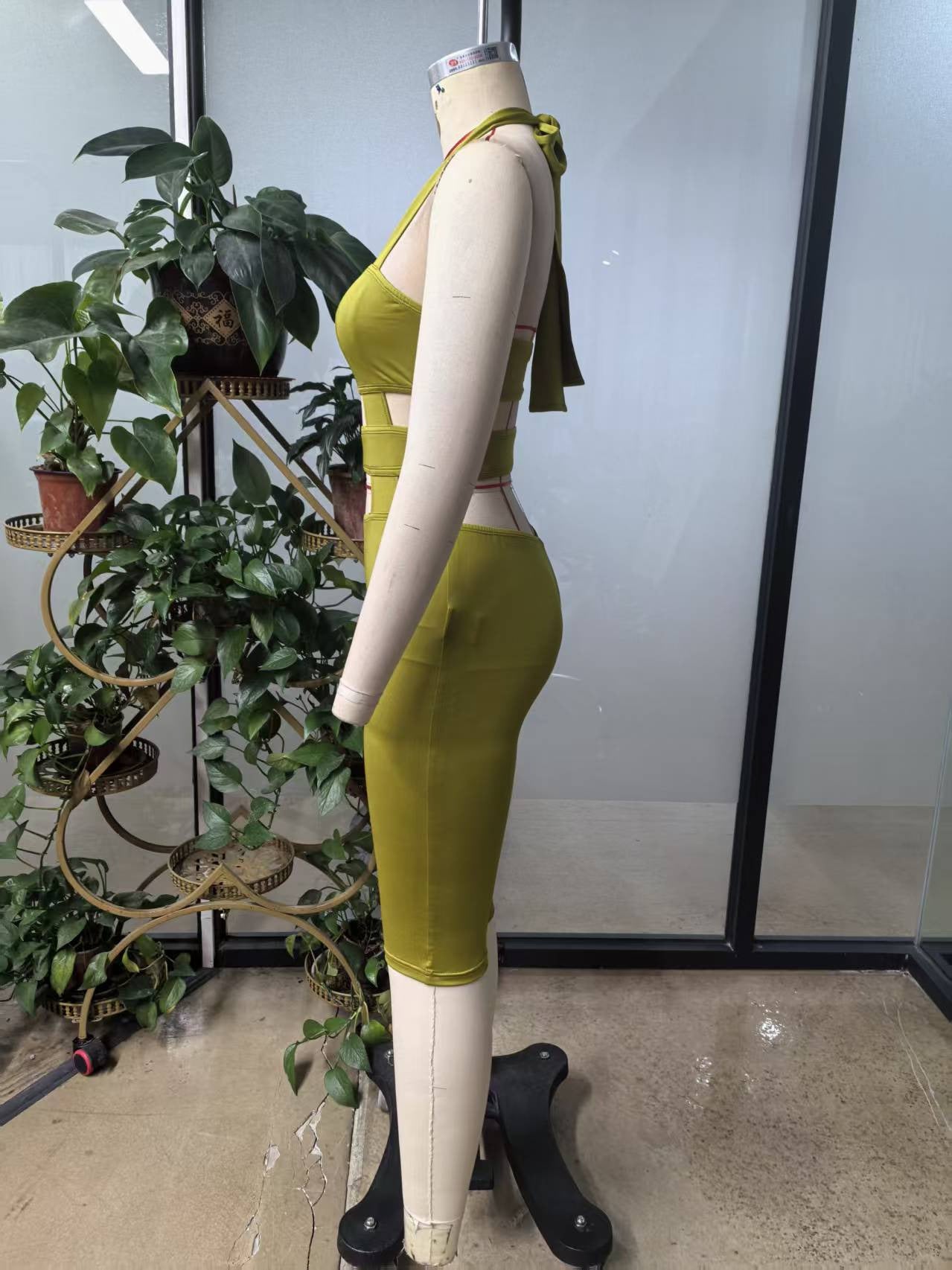 Women's Halter Cutout Bodycon Romper