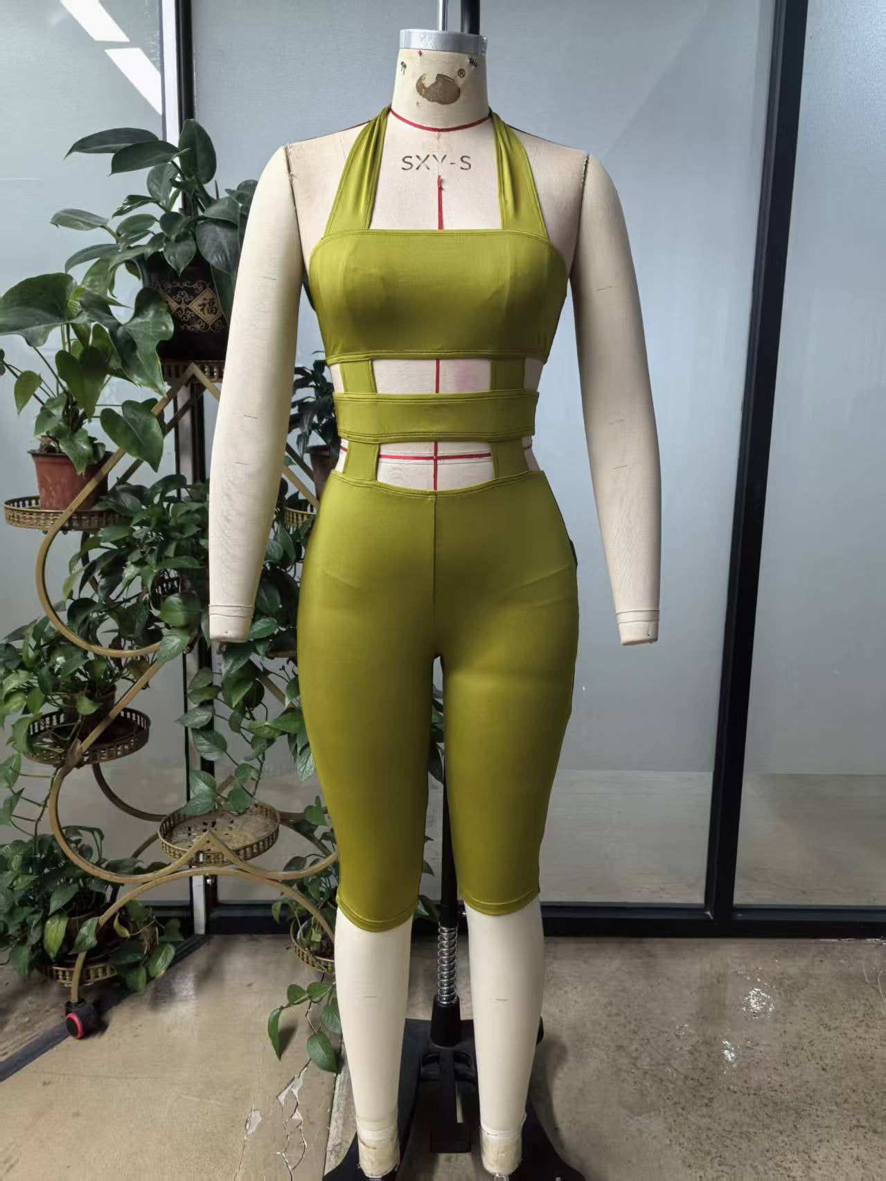 Women's Halter Cutout Bodycon Romper