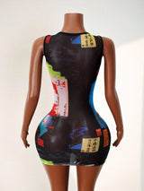 Women's Graphic Print Bodycon Mini Dress