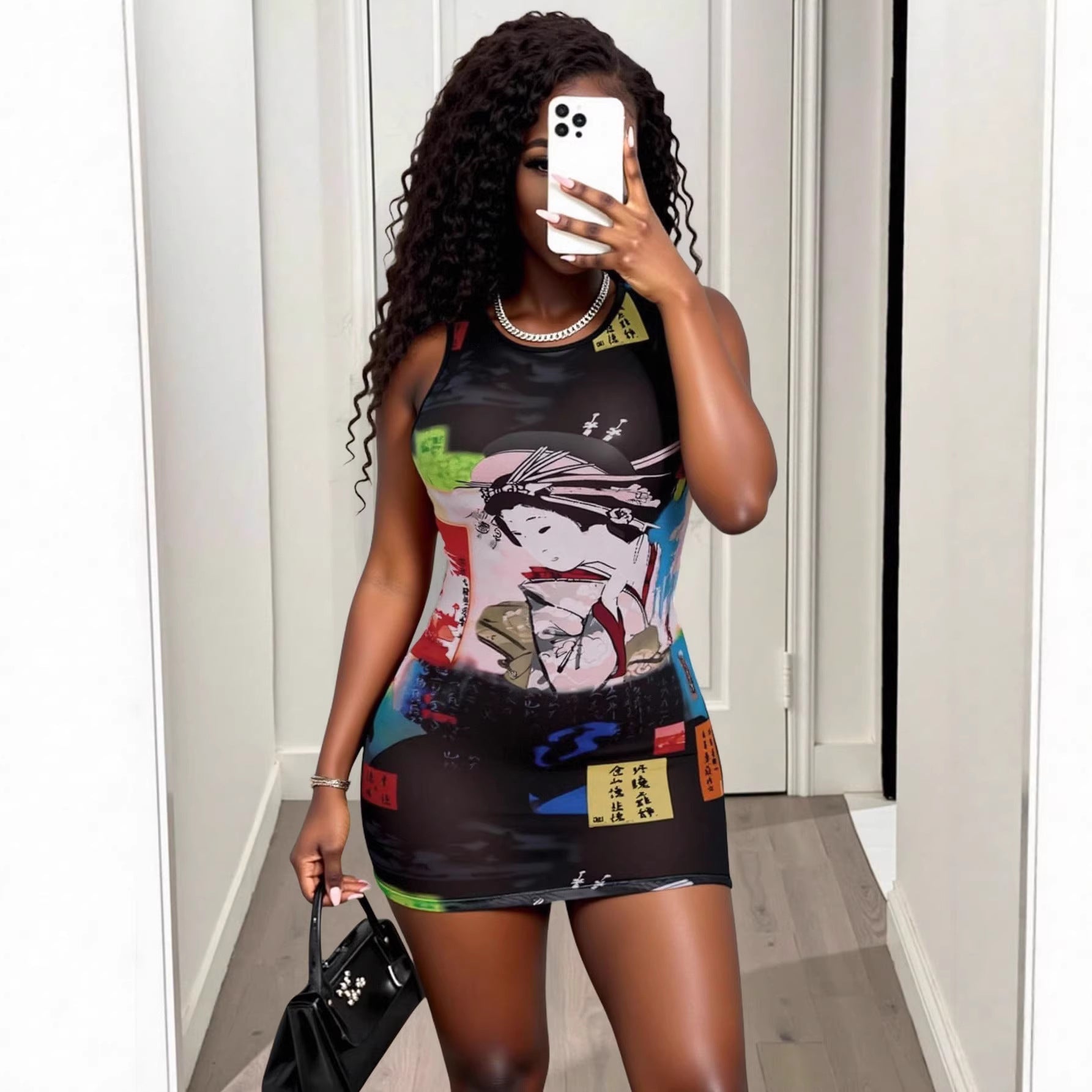 Women's Graphic Print Bodycon Mini Dress
