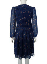 Women's Floral Print Long Sleeve Chiffon Midi Dress