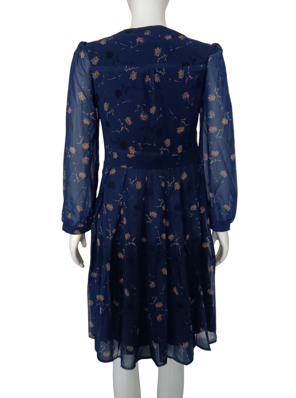 Women's Floral Print Long Sleeve Chiffon Midi Dress