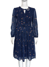Women's Floral Print Long Sleeve Chiffon Midi Dress