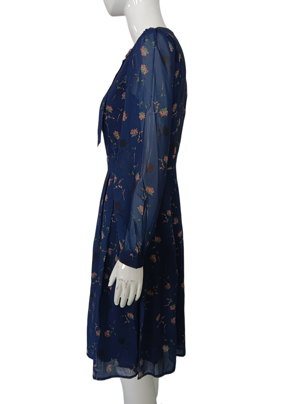 Women's Floral Print Long Sleeve Chiffon Midi Dress