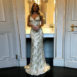 Women's V-Neck Sequin Mermaid Evening Maxi Dress
