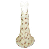 Women's V-Neck Sequin Mermaid Evening Maxi Dress
