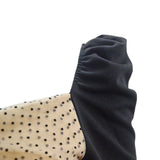 Women's Polka Dot Mesh Long Sleeve Midi Dress