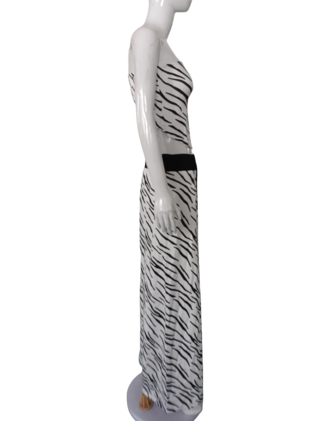 Women's Zebra Print Tube Top & Wide Leg Pants Set