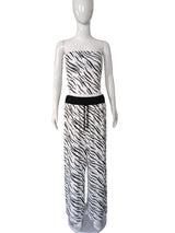 Women's Zebra Print Tube Top & Wide Leg Pants Set