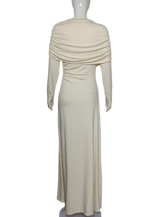 Women's Draped Long Sleeve Elegant Maxi Dress