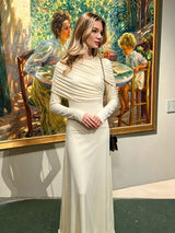 Women's Draped Long Sleeve Elegant Maxi Dress