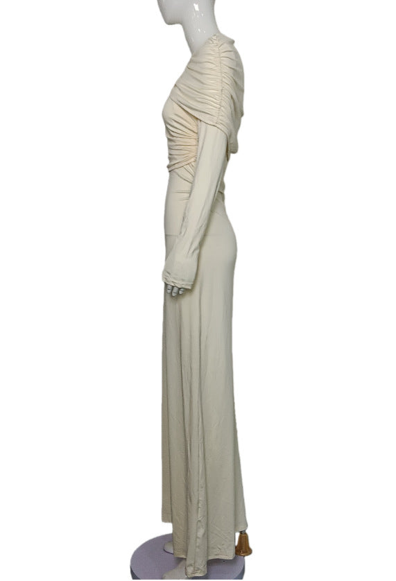 Women's Draped Long Sleeve Elegant Maxi Dress