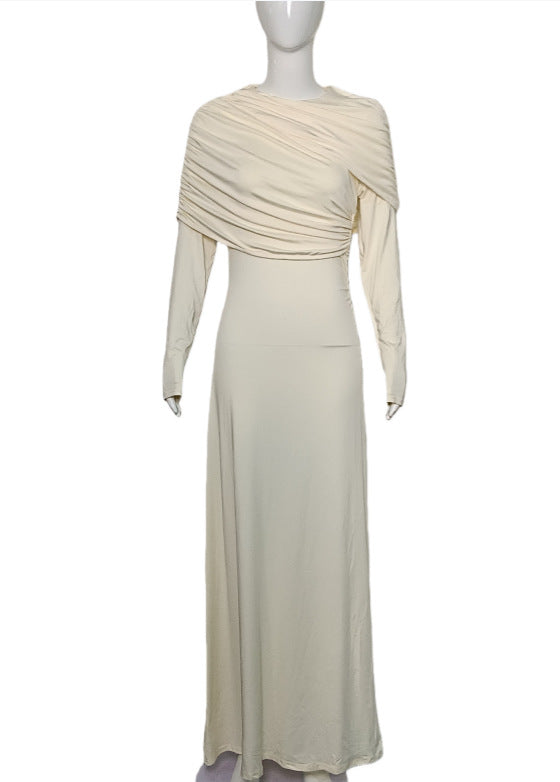 Women's Draped Long Sleeve Elegant Maxi Dress