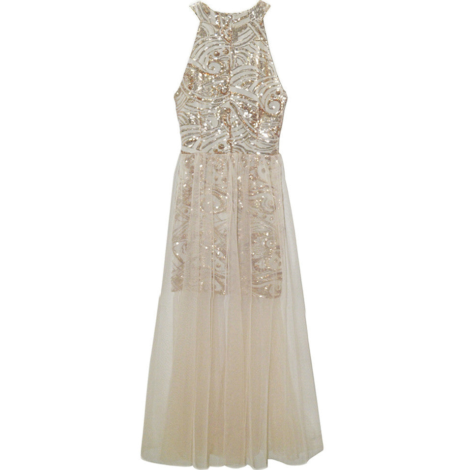 Women's Sequin Halter High-Low Cocktail Dress
