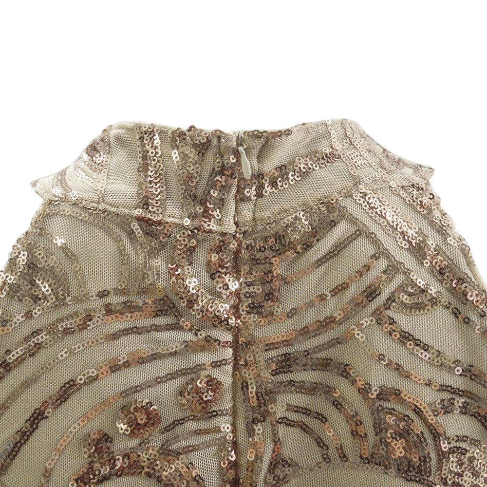 Women's Sequin Halter High-Low Cocktail Dress