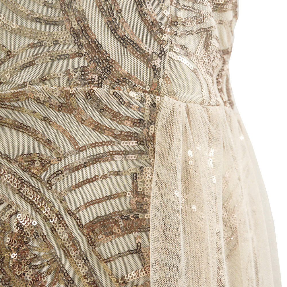 Women's Sequin Halter High-Low Cocktail Dress