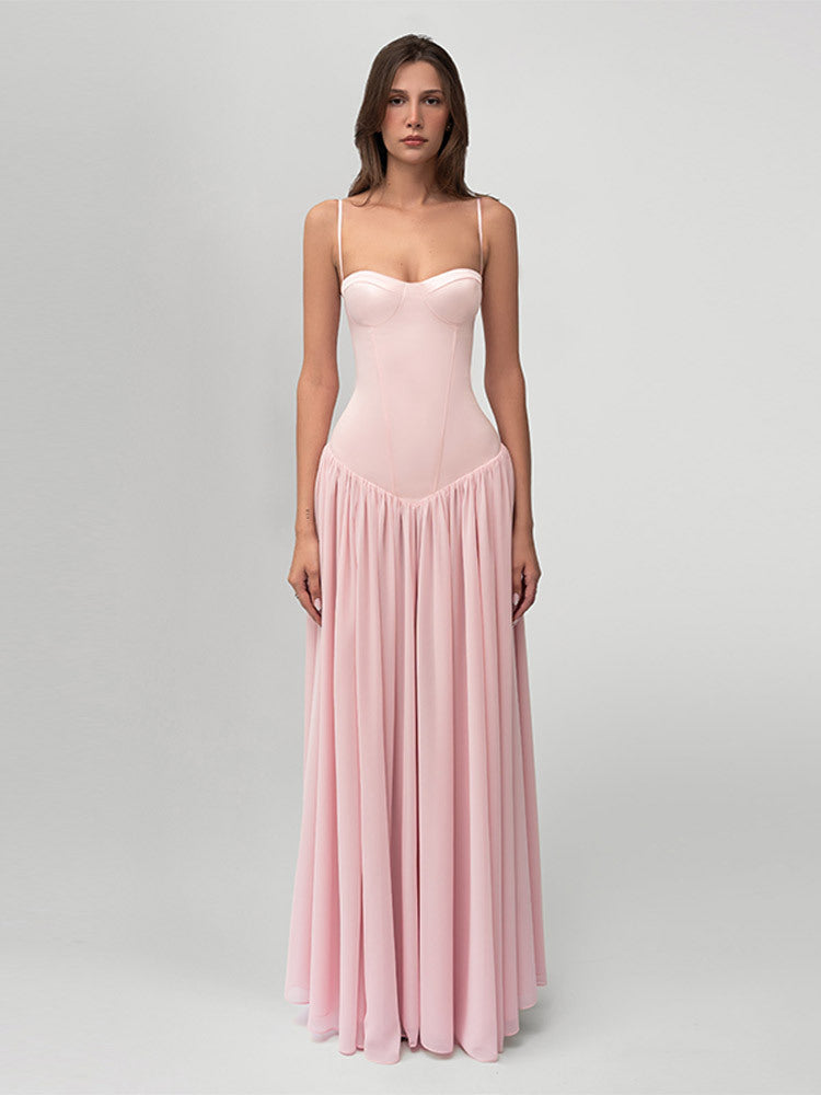 Women's Sweetheart Neck Chiffon Maxi Dress