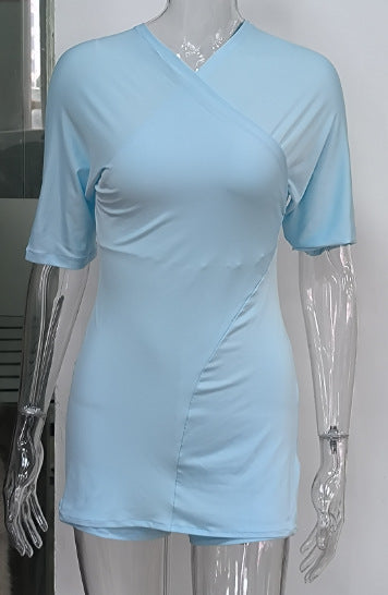 Women's Asymmetrical Mock Neck Bodycon Mini Dress
