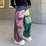 Women's Oversized Tie-Dye Distressed Wide Leg Jeans