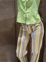 Women's Vintage Multi-Stripe Straight Leg Casual Pants